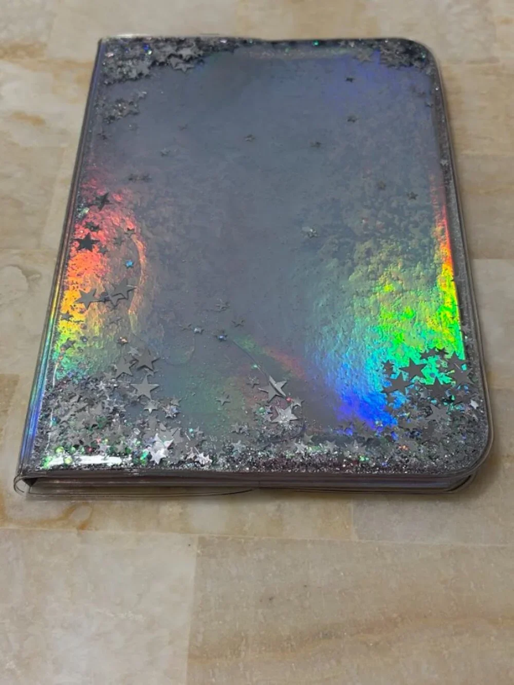Skinny Dip London Silver Star Glitter Iridescent Notebook - NWT